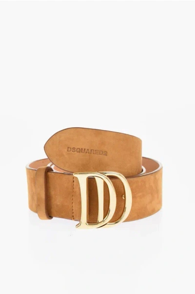 Dsquared2 Suede Belt With Golden Dd Buckle 40mm