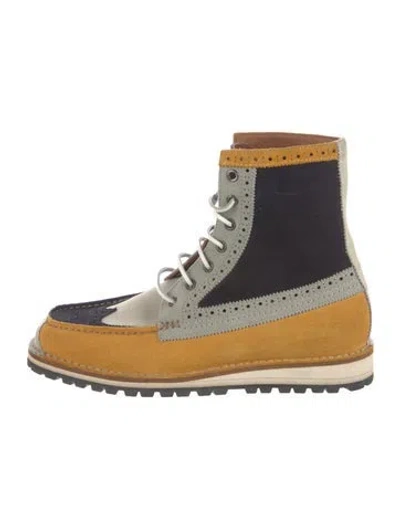Pre-owned Dsquared2 Suede Colorblock Pattern Boots In Yellow