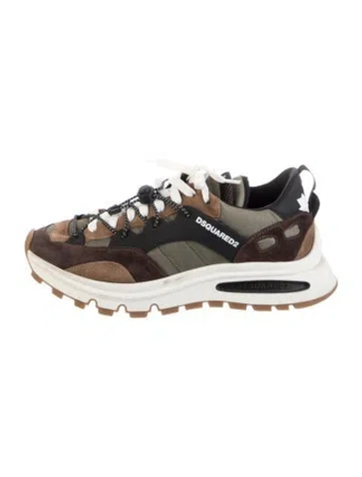 Pre-owned Dsquared2 Suede Colorblock Pattern Sneakers In Green