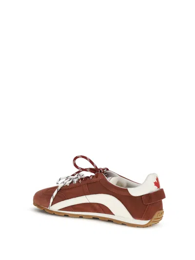 Dsquared2 Burgundy Leather Flat Shoes In Multi