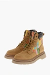 Dsquared2 Suede Combat Boots With Monogram In Brown