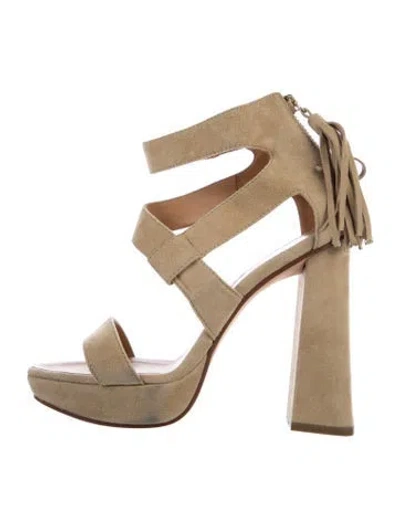 Pre-owned Dsquared2 Suede Fringe Trim Accent Sandals In Neutrals