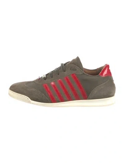 Pre-owned Dsquared2 Suede Graphic Print Sneakers In Green/red