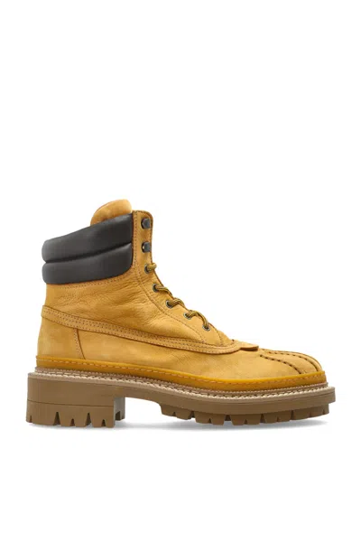 Dsquared2 Suede Lace-up Boots In Gold