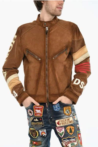 Dsquared2 Suede Leather Jacket Grösse 50 In Brown