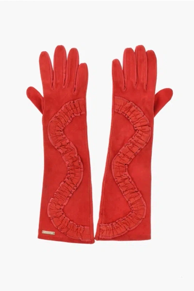 Dsquared2 Suede Opera Gloves With Curling