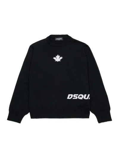 Dsquared2 Kids' Long Sleeve Crew Coaching In Black