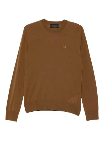 Dsquared2 `d2` Wool Crew-neck Sweater In Brown