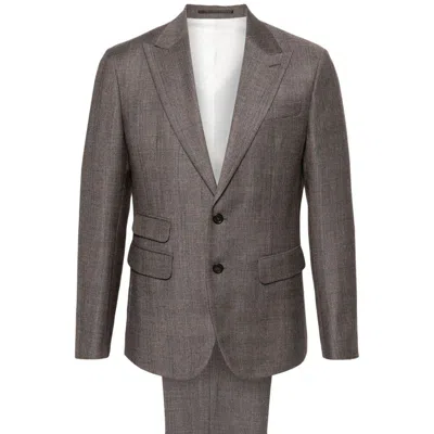 Dsquared2 Double-breasted Virgin Wool Suit In Brown