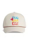 Dsquared2 Beige Baseball Cap With Logo Lettering On The Front And Buckle Closure On The Rear In White