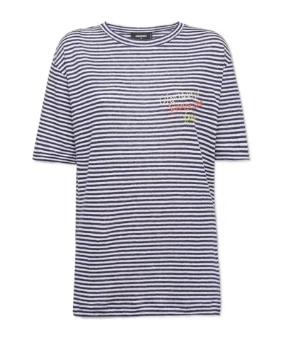 DSQUARED2 DSQUARED2 SUMMER LOVERS BREEZY FIT STRIPED T-SHIRT