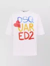 Dsquared2 White Round Neck T Shirt With Printed Maxi Logo On The Front And Heart Detail In Cotton Woman