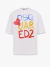 Dsquared2 White Round Neck T‑shirt With Printed Maxi Logo On The Front And Heart Detail In White