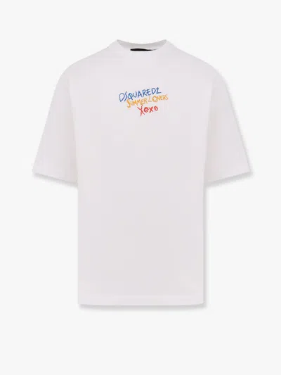 DSQUARED2 SUMMER LOVERS COTTON T-SHIRT WITH MULTICOLOR EMBROIDERY