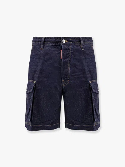 Dsquared2 Summer Lovers Denim Cargo Bermuda Shorts In Blue