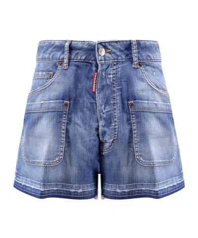 Dsquared2 Summer Lovers Denim Shorts In Blue