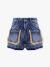 Dsquared2 Summer Lovers Denim Shorts With Fringe Detailing In Blue