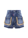 Dsquared2 Summer Lovers Denim Shorts With Fringe Detailing In Blue