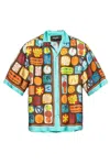 Dsquared2 Multicolor Shirt With Cuban Collar And All-over Printed Motif