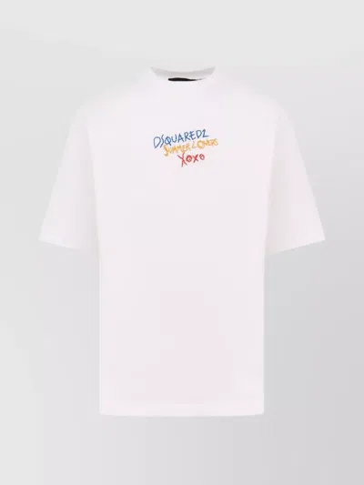 DSQUARED2 SUMMER LOVERS EMBROIDERED COTTON T-SHIRT