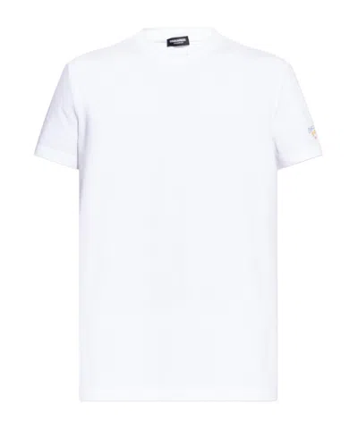 Dsquared2 Summer Lovers Embroidered Crewneck T-shirt In White