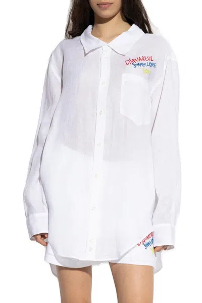 DSQUARED2 SUMMER LOVERS EMBROIDERED OVERSIZED SHIRT