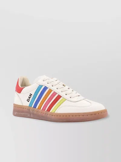DSQUARED2 SUMMER LOVERS LEATHER SNEAKERS RAINBOW STRIPES