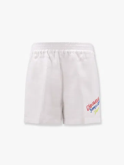 Dsquared2 Summer Lovers Linen Shorts In White