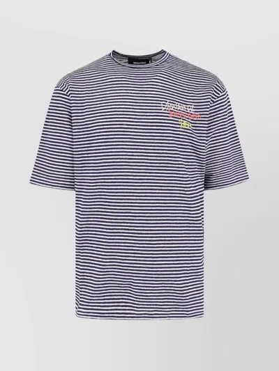 DSQUARED2 SUMMER LOVERS LINEN T-SHIRT STRIPED PATTERN