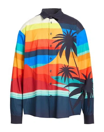Dsquared2 Summer Lovers Man Shirt Navy Size L Cotton In Blue