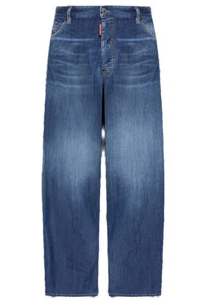 Dsquared2 Summer Lovers Medium Wash Loose Jeans In Blue