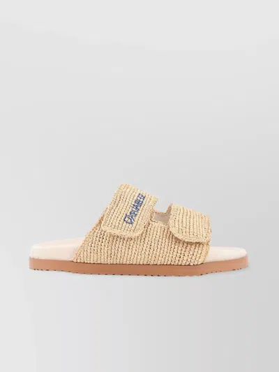 Dsquared2 Summer Lovers Natural Rafia Sandals With Embroidery In Beige
