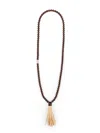 Dsquared2 Summer Lovers Necklace With Wood Beads And Rafia Tassel In Neutral