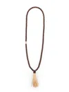 Dsquared2 Summer Lovers Necklace With Wood Beads And Rafia Tassel In Brown