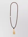 Dsquared2 Summer Lovers Necklace With Wood Beads And Rafia Tassel In Neutral