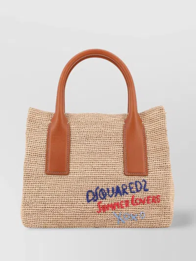 Dsquared2 Summer Lovers Rafia And Leather Tote Bag