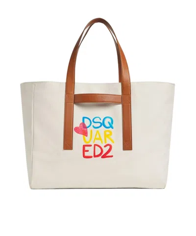 Dsquared2 Summer Lovers Shopper In Beige