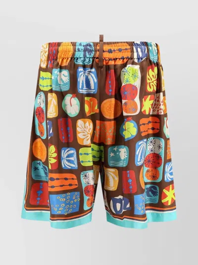 DSQUARED2 SUMMER LOVERS SILK BERMUDA SHORTS