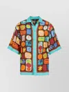 Dsquared2 Multicolor Shirt With Cuban Collar And All-over Printed Motif