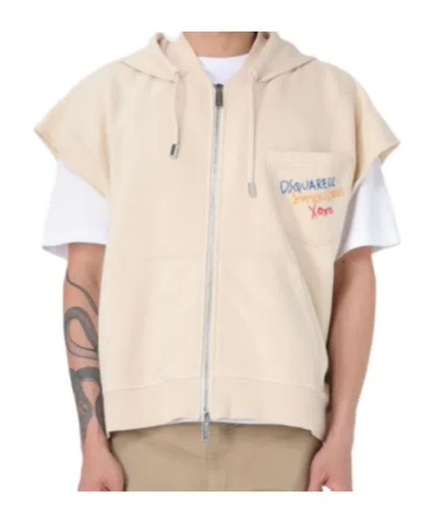 Dsquared2 Summer Lovers Sleeveless Hoodie In Brown