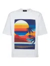 Dsquared2 Summer Lovers Cotton T-shirt With Multicolor Print In White