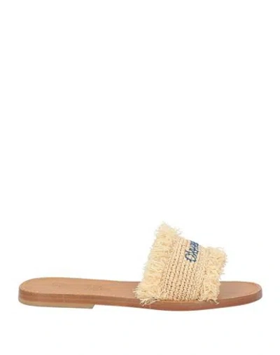 Dsquared2 Summer Lovers Woman Sandals Beige Size 6.75 Natural Raffia In Nude