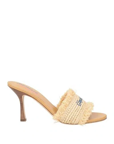 Dsquared2 Summer Lovers Woman Sandals Brown Size 6.75 Natural Raffia