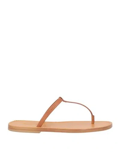 Dsquared2 Summer Lovers Woman Thong Sandal Tan Size 6.75 Cow Leather In Brown