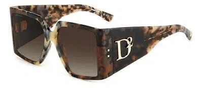 Pre-owned Dsquared2 Sunglasses D2 0096/s Aci/ha Havana / Gray Brown Woman