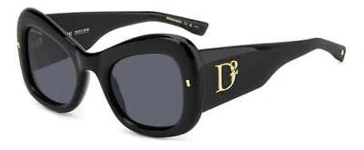 Pre-owned Dsquared2 Sunglasses D2 0137/s 2m2/ir Black / Gold Smoke Woman In Gray