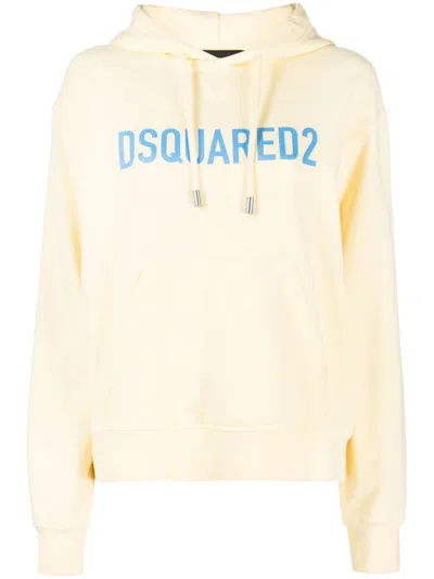 Dsquared2 Sunjorange Hoodie With Cool Vanilla Blue Logo For Women In Yellow