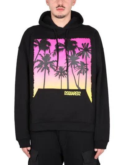 Dsquared2 Sunrise Print Sweatshirt In Black