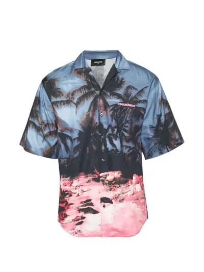 Pre-owned Dsquared2 Sunrise-print Cotton Shirt In Blue