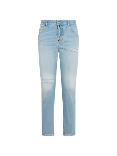 Dsquared2 Super Bleached Stretch Teddy Jeans In Multi